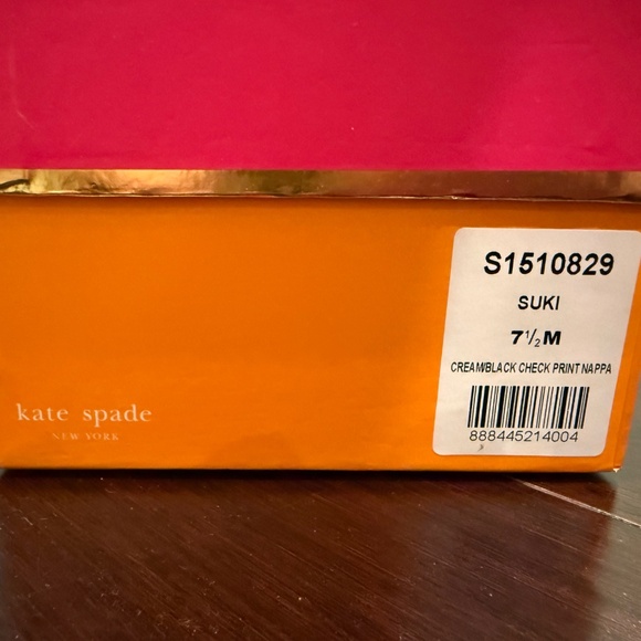 Kate Spade black and white Suki bow pointed toe Windowpane plaid Ballet flats - Picture 5 of 6